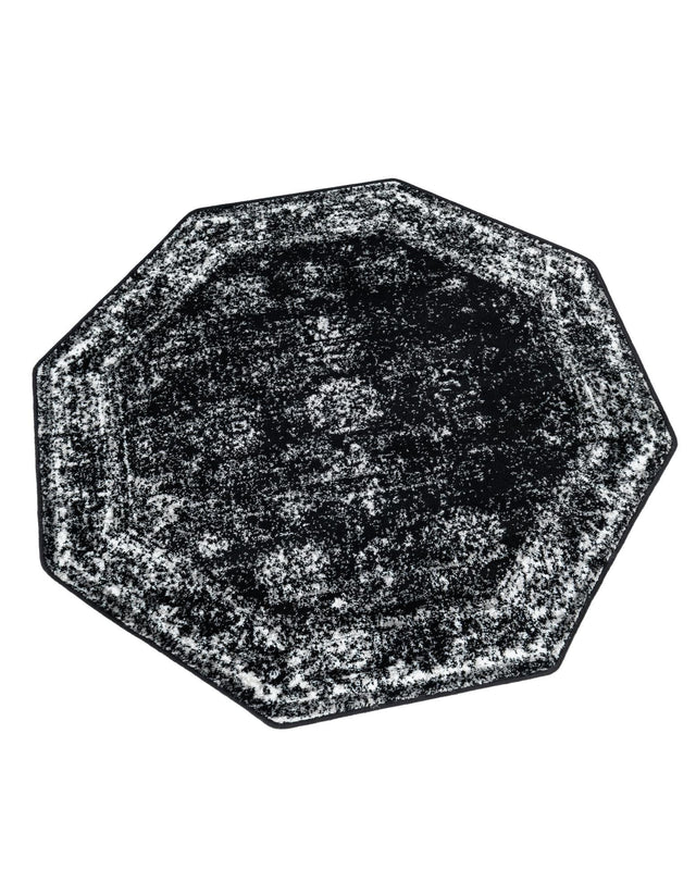 Black 4' 1 x 4' 1 Sofia Octagon Area Rug Durable Easy Clean Stain Resistant Unique Carpet for Affordable Interior Home Design for Sale at Rug Engine