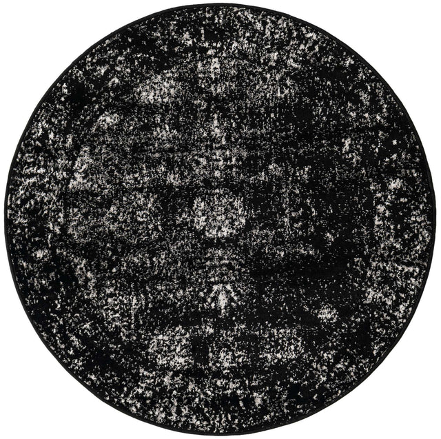 Black 4' 1 x 4' 1 Sofia Round Area Rug Durable Easy Clean Stain Resistant Unique Carpet for Affordable Interior Home Design for Sale at Rug Engine