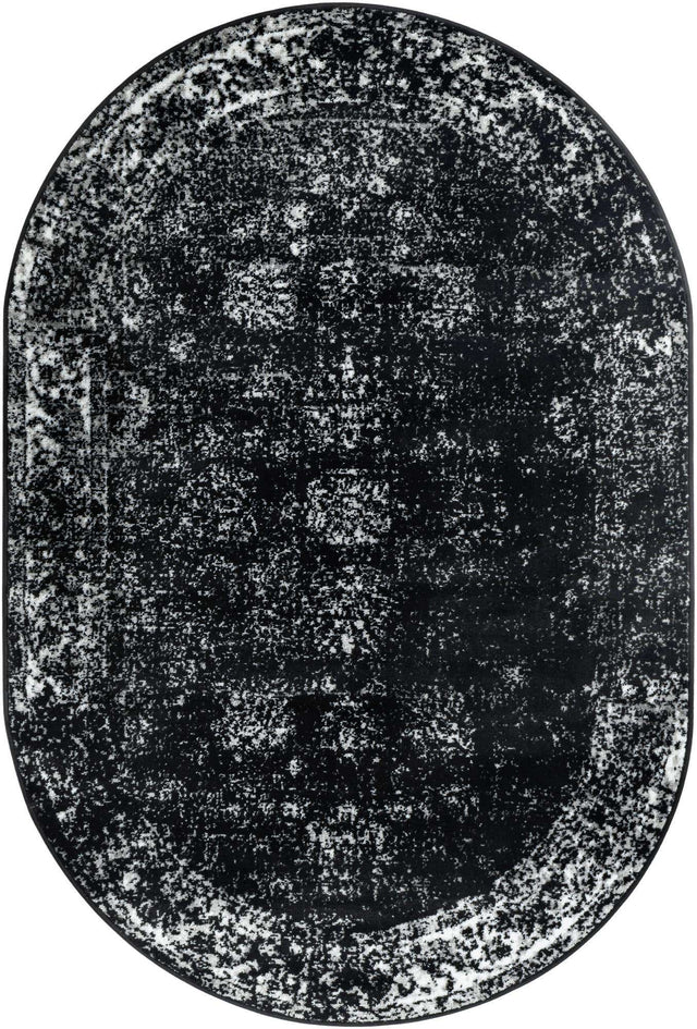 Black 4' 1 x 6' 1 Sofia Oval Area Rug Durable Easy Clean Stain Resistant Unique Carpet for Affordable Interior Home Design for Sale at Rug Engine