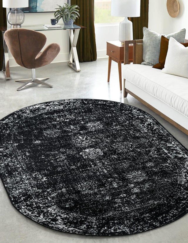 Black 2' x 3' 1 Sofia Oval Area Rug Durable Easy Clean Stain Resistant Unique Carpet for Affordable Interior Home Design for Sale at Rug Engine