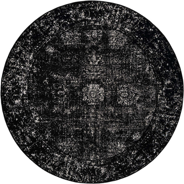 Black 6' 1 x 6' 1 Sofia Round Area Rug Durable Easy Clean Stain Resistant Unique Carpet for Affordable Interior Home Design for Sale at Rug Engine