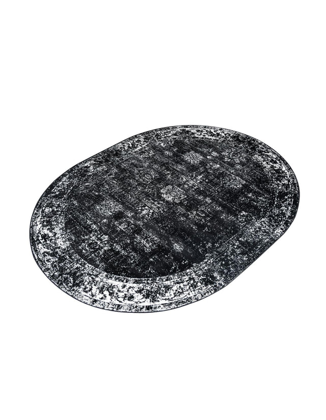 Black 7' 10 x 10' Sofia Oval Area Rug Durable Easy Clean Stain Resistant Unique Carpet for Affordable Interior Home Design for Sale at Rug Engine