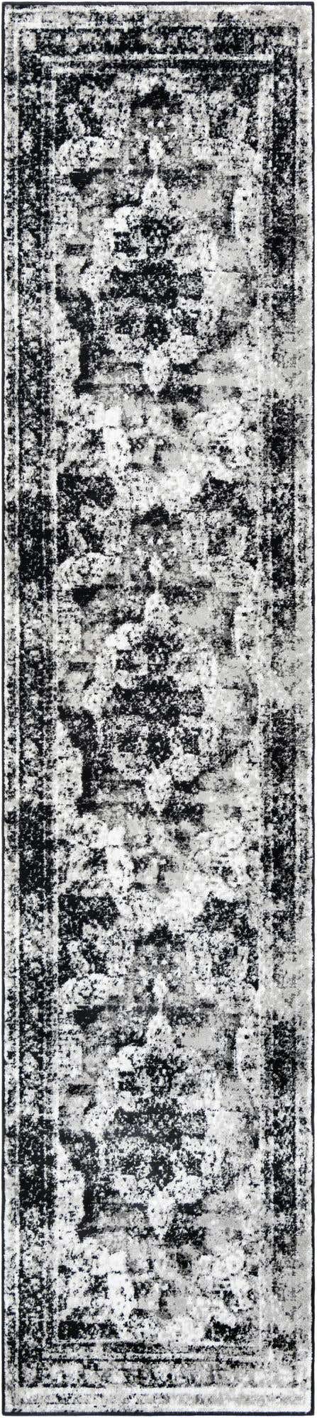Black 2' 7 x 12' Sofia Runner Area Rug Durable Easy Clean Stain Resistant Unique Carpet for Affordable Interior Home Design for Sale at Rug Engine