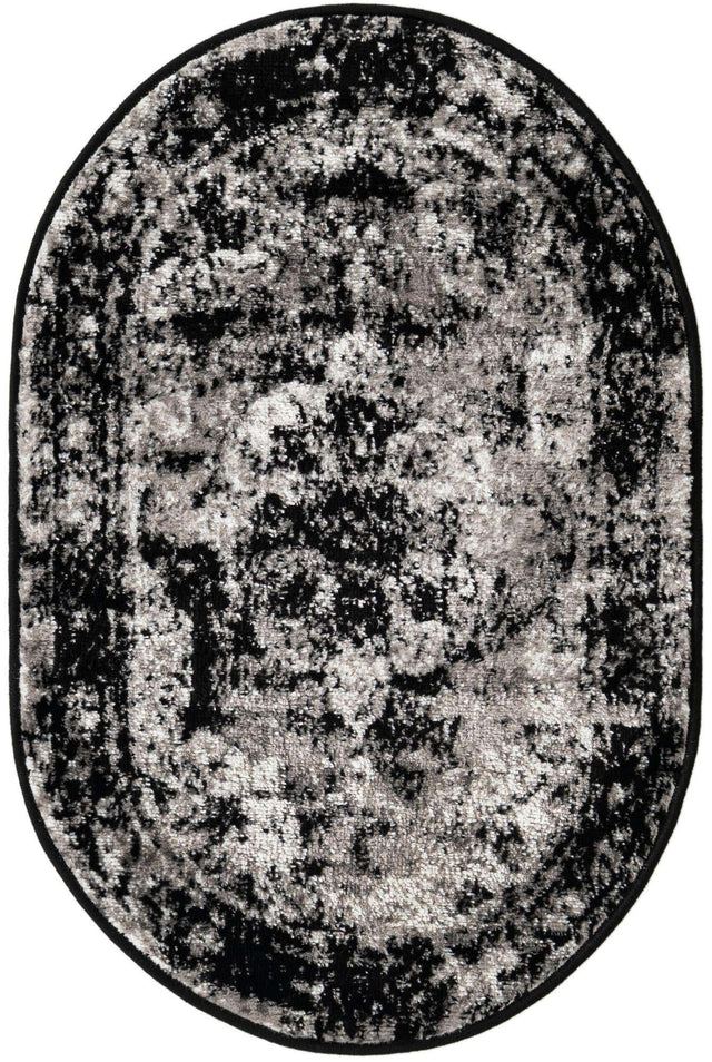 Black 2' x 3' 1 Sofia Oval Area Rug Durable Easy Clean Stain Resistant Unique Carpet for Affordable Interior Home Design for Sale at Rug Engine