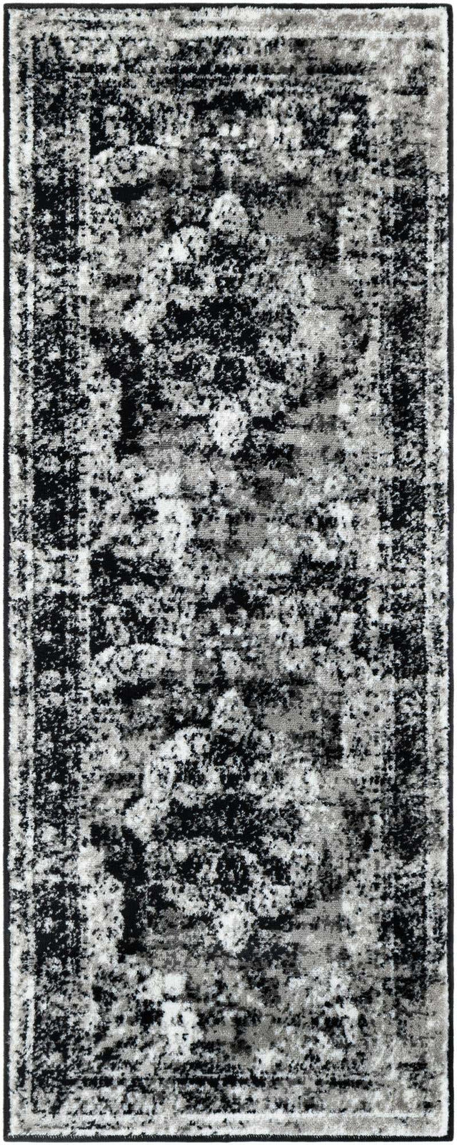Black 2' x 5' 1 Sofia Runner Area Rug Durable Easy Clean Stain Resistant Unique Carpet for Affordable Interior Home Design for Sale at Rug Engine