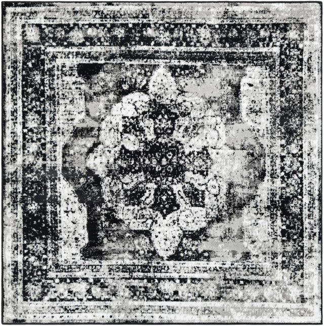 Black 5' 3 x 5' 3 Sofia Square Area Rug Durable Easy Clean Stain Resistant Unique Carpet for Affordable Interior Home Design for Sale at Rug Engine