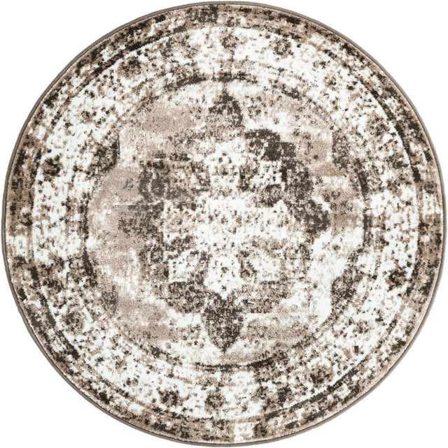Light Brown 4' 1 x 4' 1 Sofia Round Area Rug Durable Easy Clean Stain Resistant Unique Carpet for Affordable Interior Home Design for Sale at Rug Engine