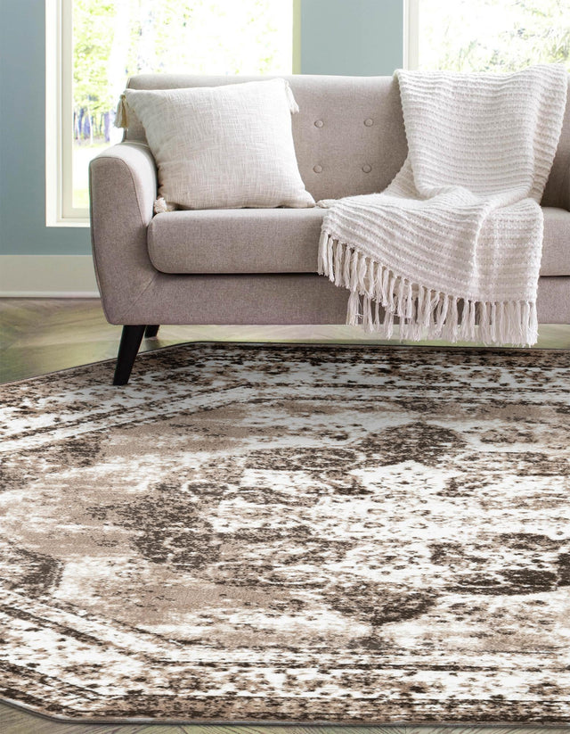 Light Brown 6' 1 x 6' 1 Sofia Octagon Area Rug Durable Easy Clean Stain Resistant Unique Carpet for Affordable Interior Home Design for Sale at Rug Engine