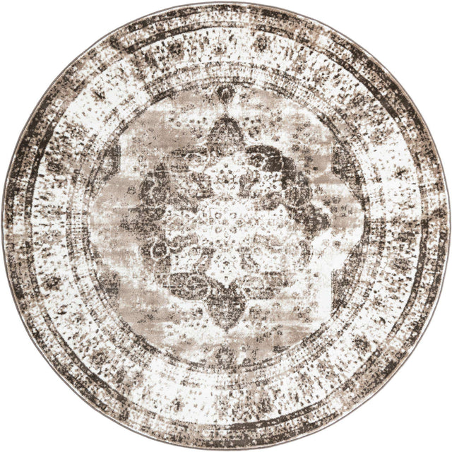 Light Brown 7' 10 x 7' 10 Sofia Round Area Rug Durable Easy Clean Stain Resistant Unique Carpet for Affordable Interior Home Design for Sale at Rug Engine