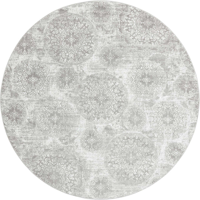 Light Gray 10' x 10' Sofia Round Area Rug Durable Easy Clean Stain Resistant Unique Carpet for Affordable Interior Home Design for Sale at Rug Engine