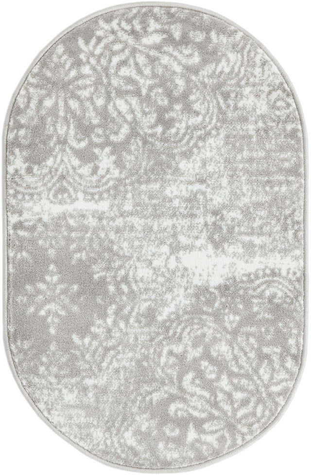 Light Gray 2' x 3' 1 Sofia Oval Area Rug Durable Easy Clean Stain Resistant Unique Carpet for Affordable Interior Home Design for Sale at Rug Engine
