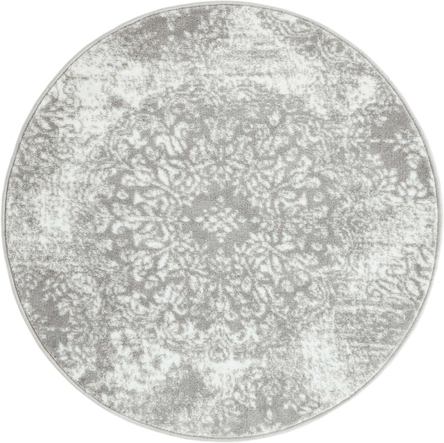 Light Gray 3' 1 x 3' 1 Sofia Round Area Rug Durable Easy Clean Stain Resistant Unique Carpet for Affordable Interior Home Design for Sale at Rug Engine