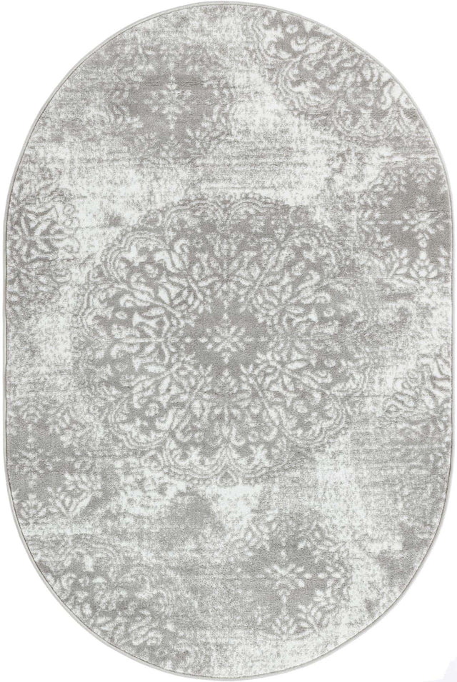 Light Gray 4' 1 x 6' 1 Sofia Oval Area Rug Durable Easy Clean Stain Resistant Unique Carpet for Affordable Interior Home Design for Sale at Rug Engine