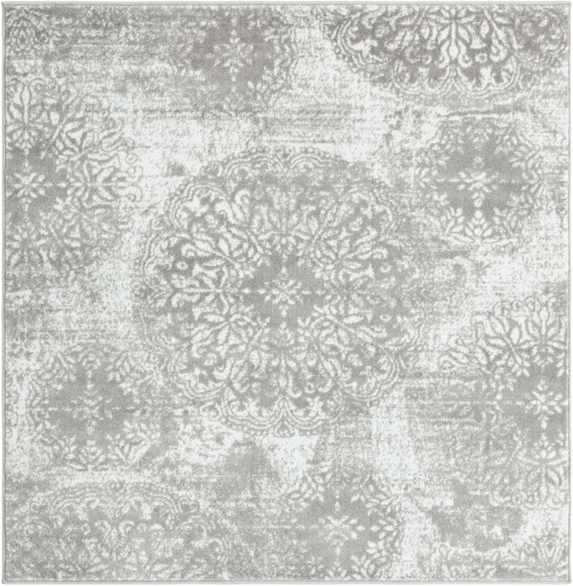 Light Gray 5' 3 x 5' 3 Sofia Square Area Rug Durable Easy Clean Stain Resistant Unique Carpet for Affordable Interior Home Design for Sale at Rug Engine