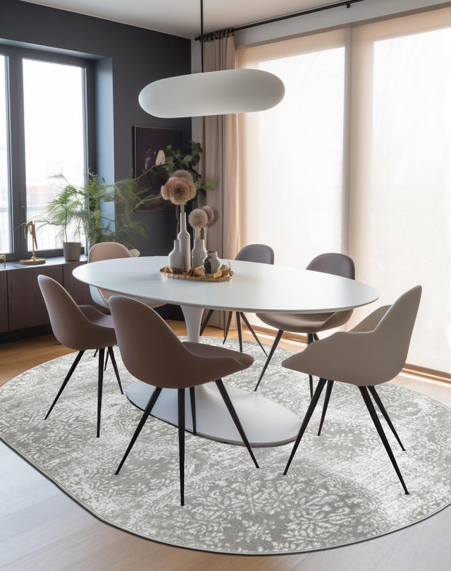 Light Gray 7' 10 x 10' Sofia Oval Area Rug Durable Easy Clean Stain Resistant Unique Carpet for Affordable Interior Home Design for Sale at Rug Engine