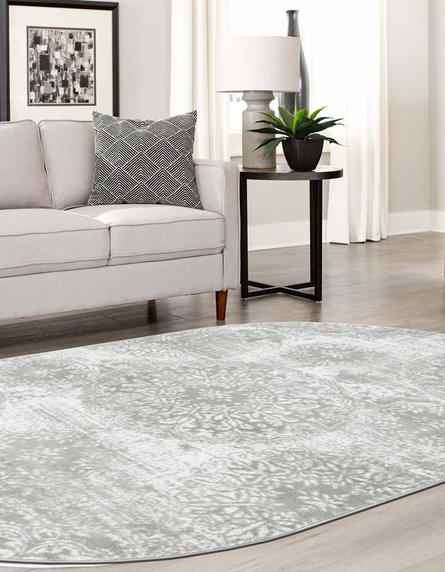 Light Gray 2' x 3' 1 Sofia Oval Area Rug Durable Easy Clean Stain Resistant Unique Carpet for Affordable Interior Home Design for Sale at Rug Engine