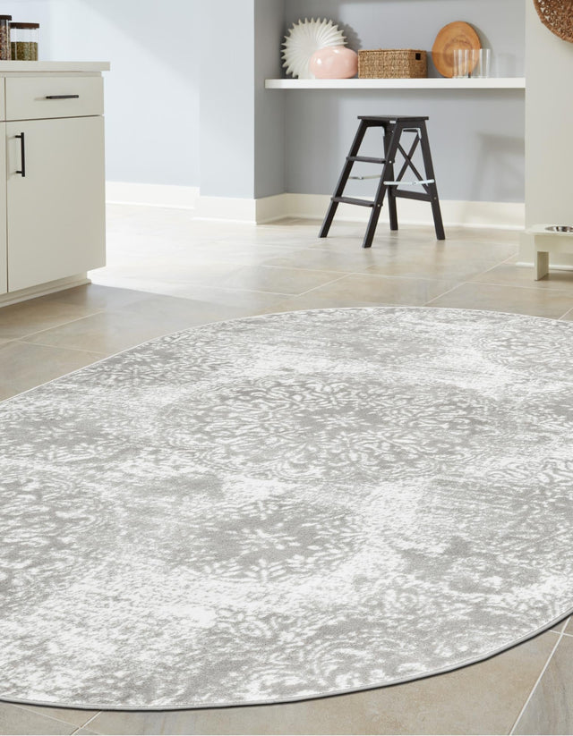 Light Gray 2' x 3' 1 Sofia Oval Area Rug Durable Easy Clean Stain Resistant Unique Carpet for Affordable Interior Home Design for Sale at Rug Engine