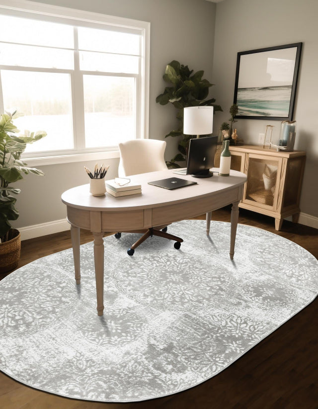 Light Gray 2' x 3' 1 Sofia Oval Area Rug Durable Easy Clean Stain Resistant Unique Carpet for Affordable Interior Home Design for Sale at Rug Engine
