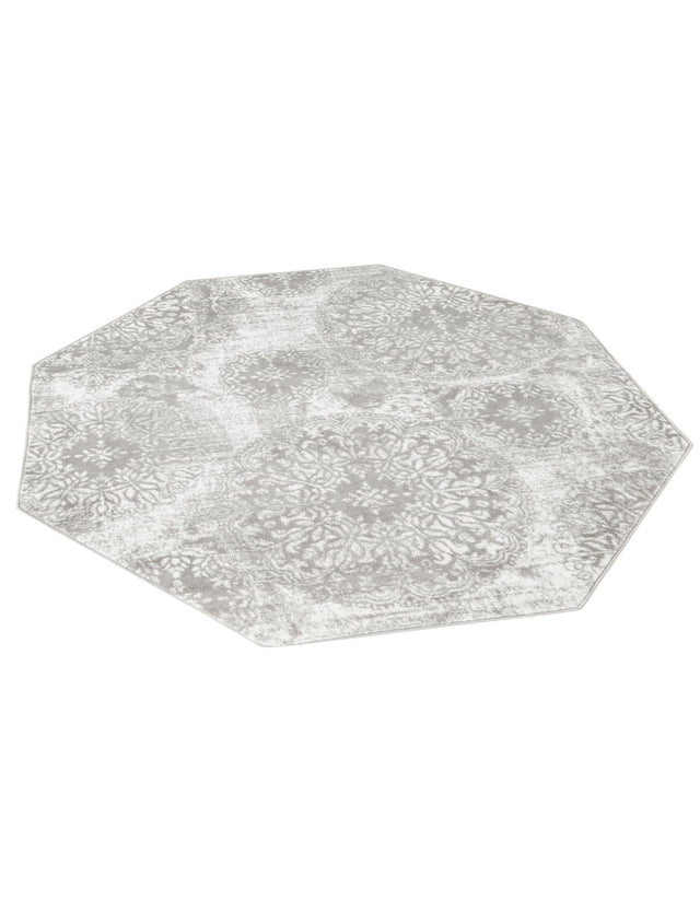 Light Gray 6' 1 x 6' 1 Sofia Octagon Area Rug Durable Easy Clean Stain Resistant Unique Carpet for Affordable Interior Home Design for Sale at Rug Engine