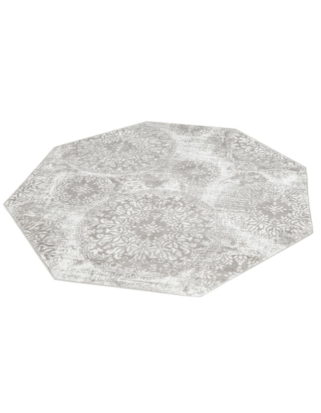 Light Gray 6' 1 x 6' 1 Sofia Octagon Area Rug Durable Easy Clean Stain Resistant Unique Carpet for Affordable Interior Home Design for Sale at Rug Engine