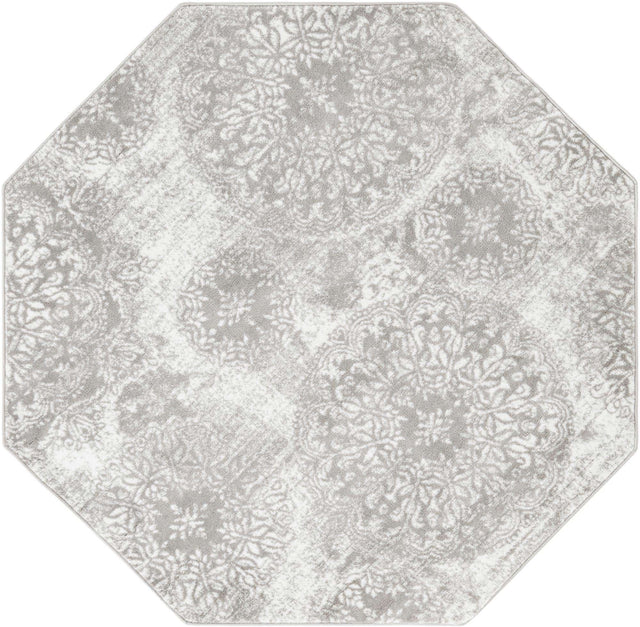 Light Gray 6' 1 x 6' 1 Sofia Octagon Area Rug Durable Easy Clean Stain Resistant Unique Carpet for Affordable Interior Home Design for Sale at Rug Engine