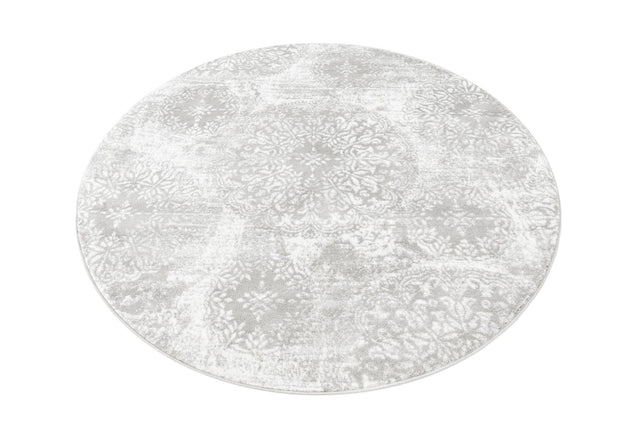 Light Gray 6' 1 x 6' 1 Sofia Round Area Rug Durable Easy Clean Stain Resistant Unique Carpet for Affordable Interior Home Design for Sale at Rug Engine