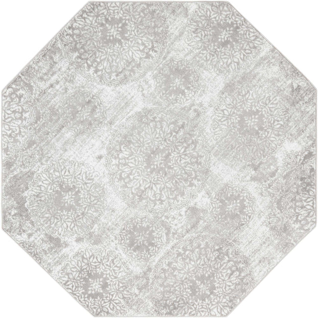 Light Gray 7' 10 x 7' 10 Sofia Octagon Area Rug Durable Easy Clean Stain Resistant Unique Carpet for Affordable Interior Home Design for Sale at Rug Engine