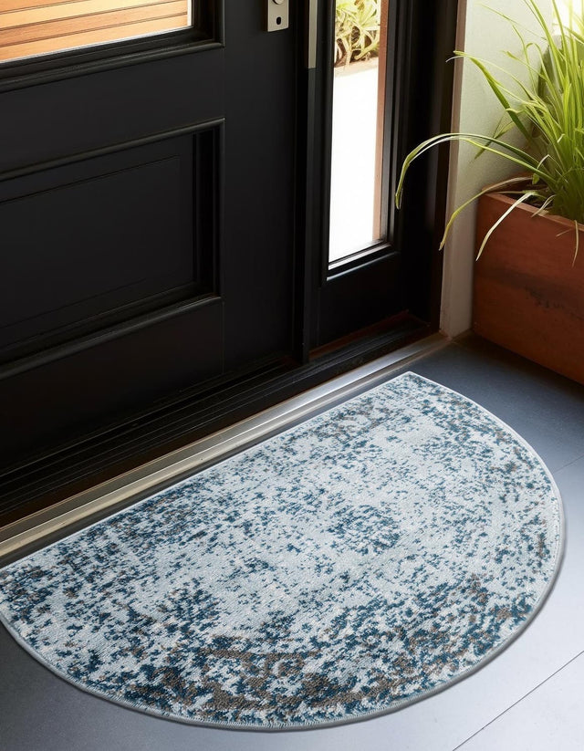 Light Blue 2' 2 x 3' 7 Sofia Hearth Half-Round Semicircle Area Rug Durable Easy Clean Stain Resistant Unique Carpet for Affordable Interior Home Design for Sale at Rug Engine
