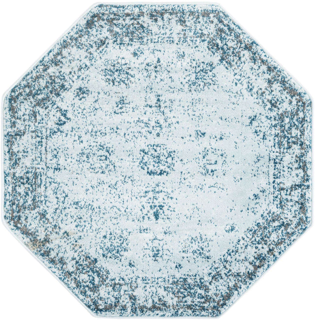 Light Blue 4' 1 x 4' 1 Sofia Octagon Area Rug Durable Easy Clean Stain Resistant Unique Carpet for Affordable Interior Home Design for Sale at Rug Engine