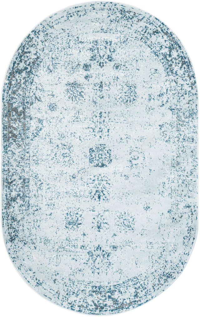 Light Blue 5' 3 x 8' Sofia Oval Area Rug Durable Easy Clean Stain Resistant Unique Carpet for Affordable Interior Home Design for Sale at Rug Engine