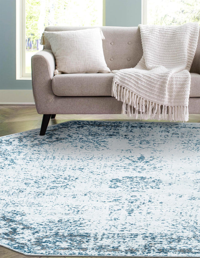 Light Blue 7' 10 x 7' 10 Sofia Octagon Area Rug Durable Easy Clean Stain Resistant Unique Carpet for Affordable Interior Home Design for Sale at Rug Engine