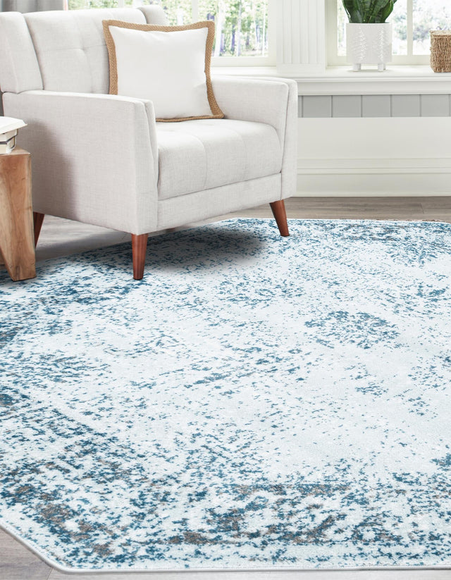 Light Blue 7' 10 x 7' 10 Sofia Octagon Area Rug Durable Easy Clean Stain Resistant Unique Carpet for Affordable Interior Home Design for Sale at Rug Engine