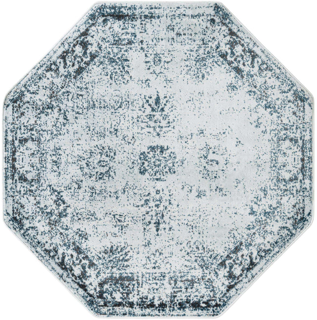 Light Blue 6' 1 x 6' 1 Sofia Octagon Area Rug Durable Easy Clean Stain Resistant Unique Carpet for Affordable Interior Home Design for Sale at Rug Engine