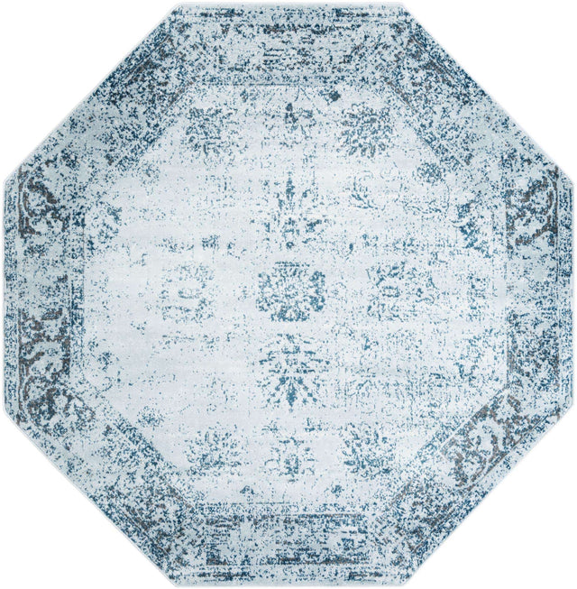 Light Blue 7' 10 x 7' 10 Sofia Octagon Area Rug Durable Easy Clean Stain Resistant Unique Carpet for Affordable Interior Home Design for Sale at Rug Engine