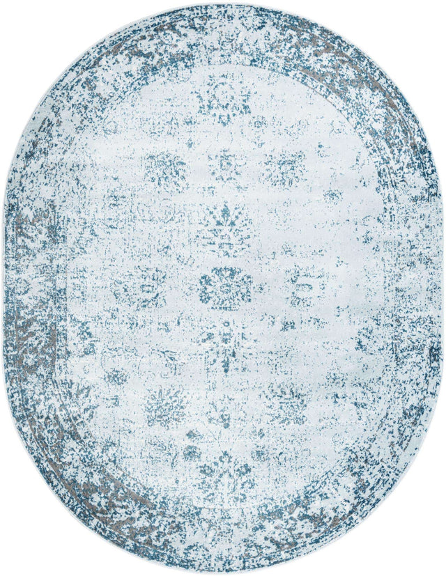 Light Blue 7' 10 x 10' Sofia Oval Area Rug Durable Easy Clean Stain Resistant Unique Carpet for Affordable Interior Home Design for Sale at Rug Engine
