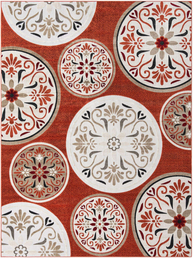 Terracotta 10' x 13' 1 Outdoor Modern Rectangle Area Rug Weather Resistant for Patio, Deck, Terrace, Balcony, Porch 100% Polypropylene Modern Outside Carpet for Sale at Rug Engine