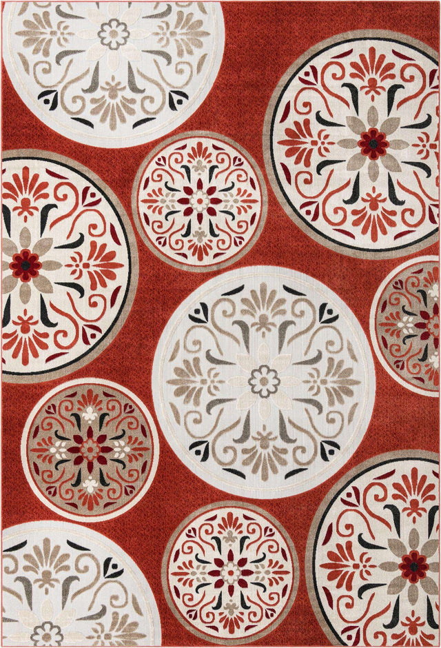 Terracotta 10' x 14' 1 Outdoor Modern Rectangle Area Rug Weather Resistant for Patio, Deck, Terrace, Balcony, Porch 100% Polypropylene Modern Outside Carpet for Sale at Rug Engine