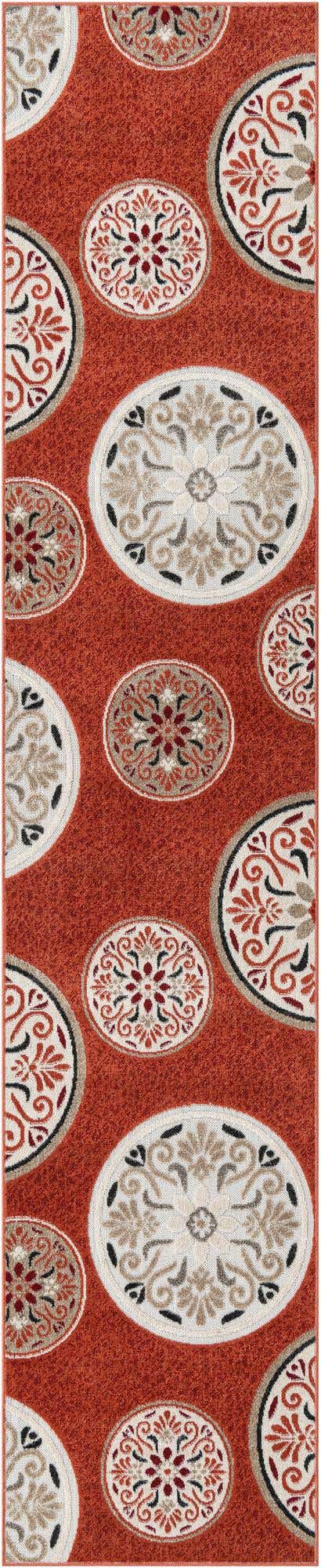 Terracotta 2' 7 x 12' Outdoor Modern Runner Area Rug Weather Resistant for Patio, Deck, Terrace, Balcony, Porch 100% Polypropylene Modern Outside Carpet for Sale at Rug Engine