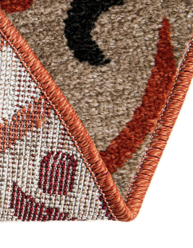 Terracotta 7' 1 x 7' 1 Outdoor Modern Round Area Rug Weather Resistant for Patio, Deck, Terrace, Balcony, Porch 100% Polypropylene Modern Outside Carpet for Sale at Rug Engine