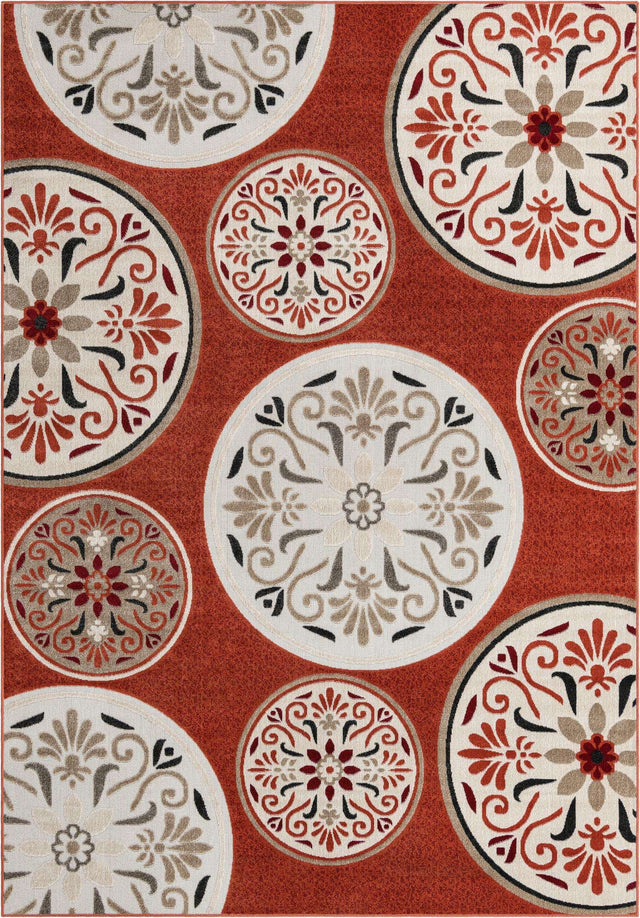 Terracotta 7' 10 x 11' Outdoor Modern Rectangle Area Rug Weather Resistant for Patio, Deck, Terrace, Balcony, Porch 100% Polypropylene Modern Outside Carpet for Sale at Rug Engine