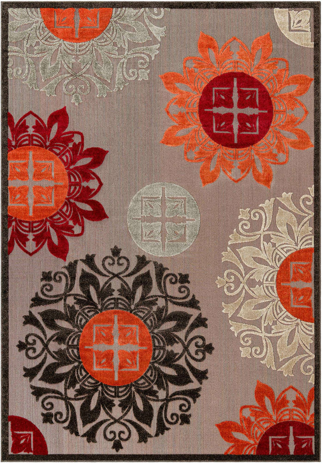 Brown 7' 10 x 11' Outdoor Modern Rectangle Area Rug Weather Resistant for Patio, Deck, Terrace, Balcony, Porch 100% Polypropylene Modern Outside Carpet for Sale at Rug Engine