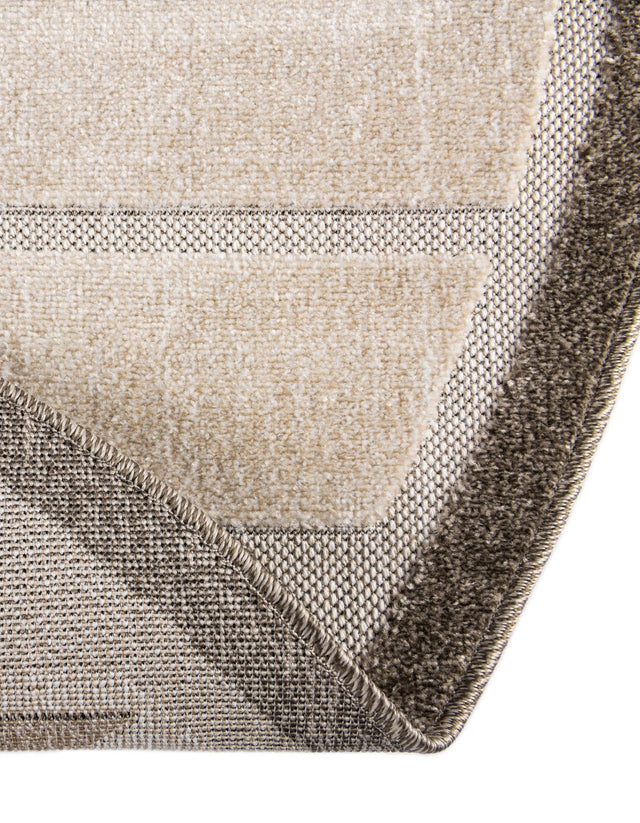 Beige 5' 3 x 5' 3 Outdoor Modern Round Area Rug Weather Resistant for Patio, Deck, Terrace, Balcony, Porch 100% Polypropylene Modern Outside Carpet for Sale at Rug Engine