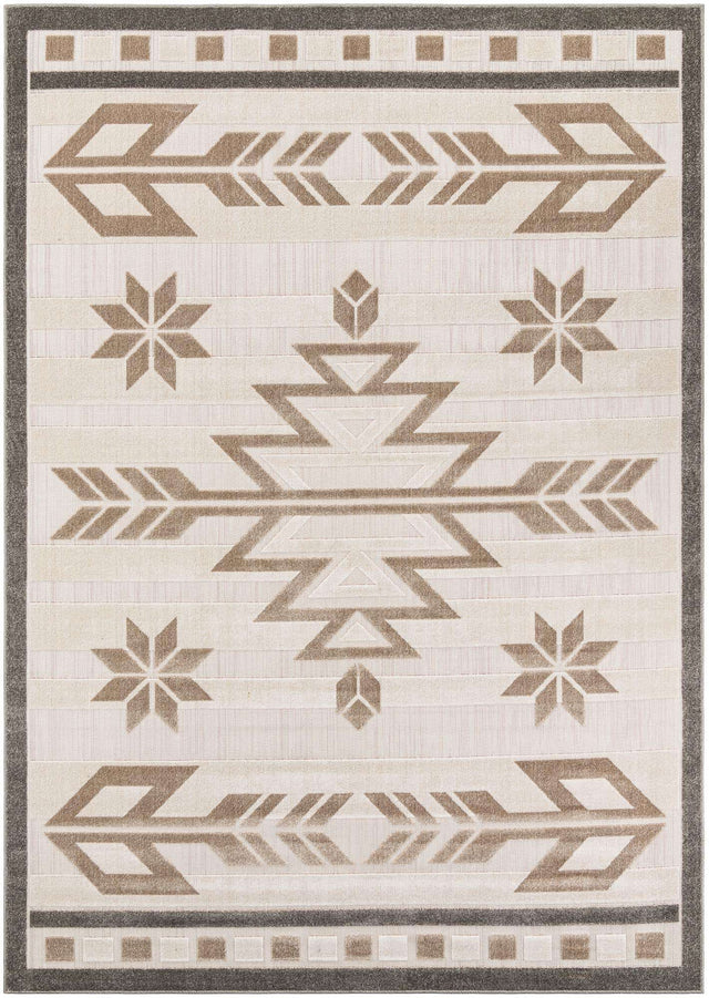 Beige 7' 10 x 11' Outdoor Modern Rectangle Area Rug Weather Resistant for Patio, Deck, Terrace, Balcony, Porch 100% Polypropylene Modern Outside Carpet for Sale at Rug Engine