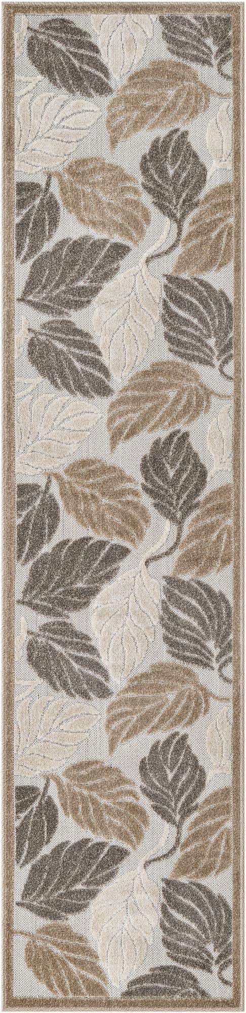 Beige 2' x 8' Outdoor Botanical Runner Area Rug Weather Resistant for Patio, Deck, Terrace, Balcony, Porch Polypropylene Garden Floral Tropical Carpet for Sale at Rug Engine
