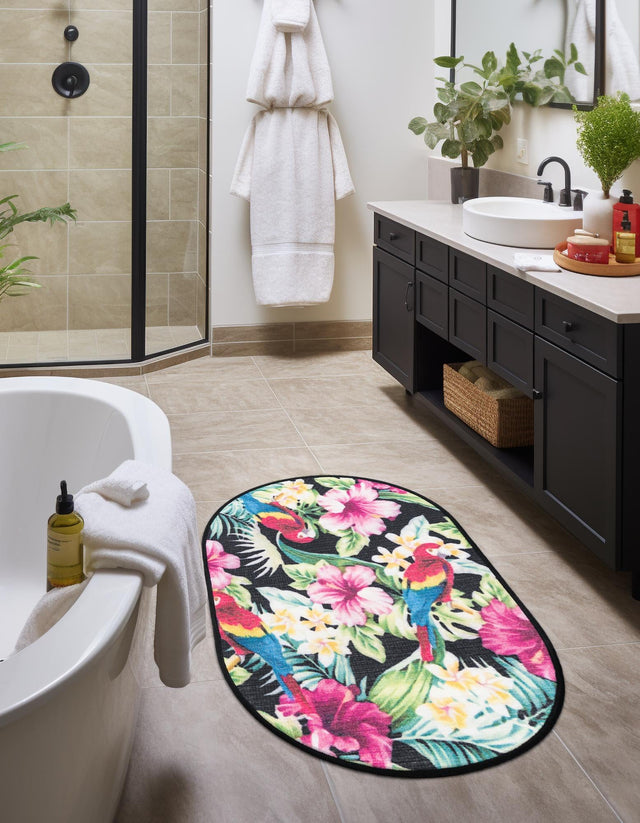 Multicolor 2' x 3' 1 Jill Zarin Caribbean Outdoor Oval Area Rug Weather Resistant for Patio, Deck, Terrace, Balcony, Porch 100% Premium Nylon Pile Coastal Carpet for Sale at Rug Engine