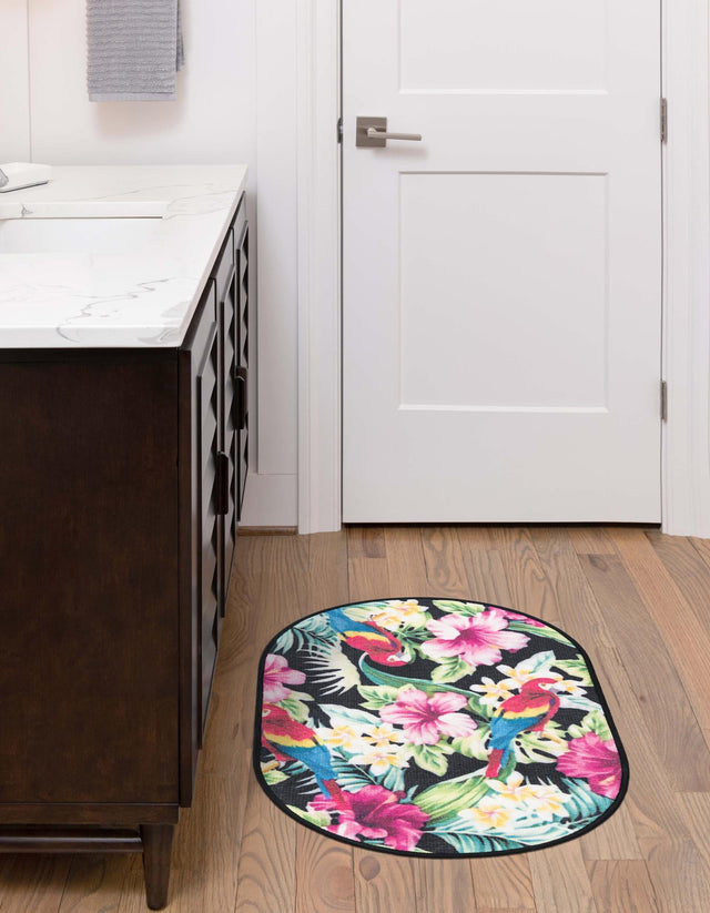 Multicolor 2' x 3' 1 Jill Zarin Caribbean Outdoor Oval Area Rug Weather Resistant for Patio, Deck, Terrace, Balcony, Porch 100% Premium Nylon Pile Coastal Carpet for Sale at Rug Engine