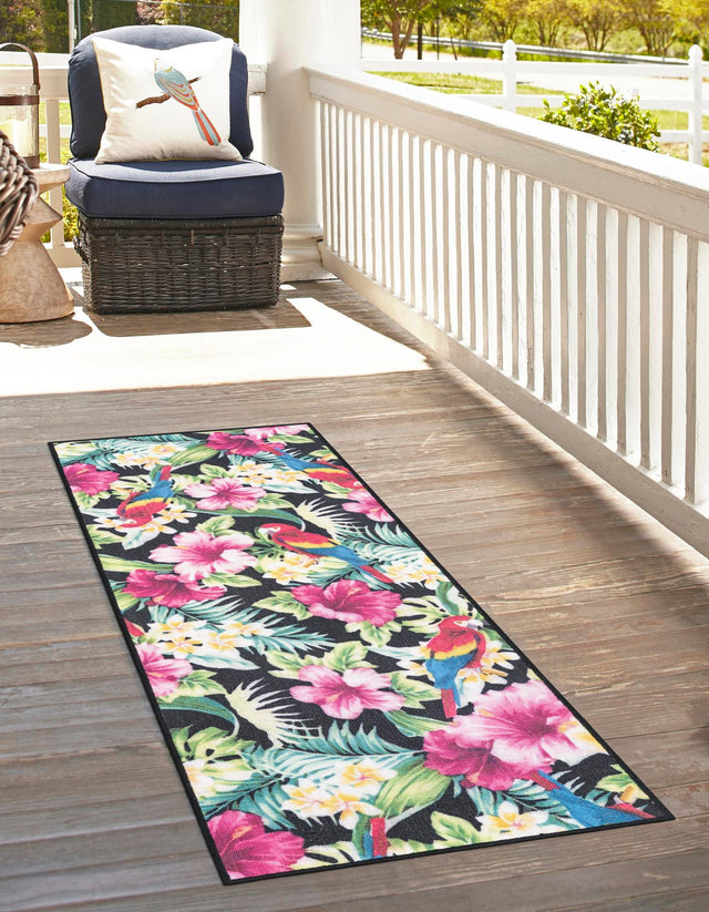 Multicolor 2' x 10' Jill Zarin Caribbean Outdoor Runner Area Rug Weather Resistant for Patio, Deck, Terrace, Balcony, Porch 100% Premium Nylon Pile Coastal Carpet for Sale at Rug Engine