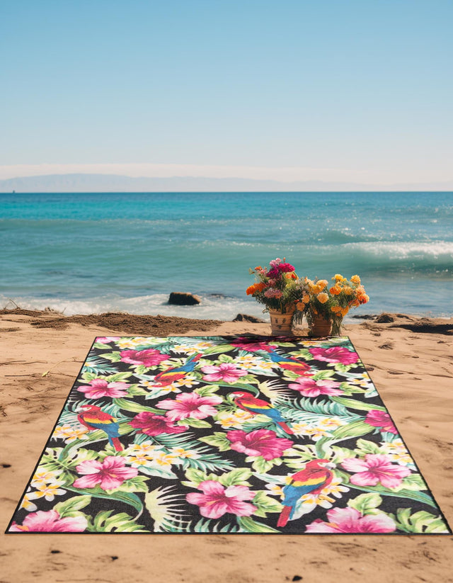 Multicolor 2' x 3' 1 Jill Zarin Caribbean Outdoor Rectangle Area Rug Weather Resistant for Patio, Deck, Terrace, Balcony, Porch 100% Premium Nylon Pile Coastal Carpet for Sale at Rug Engine