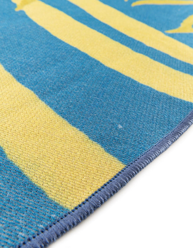 Blue 3' 3 x 3' 3 Jill Zarin Caribbean Outdoor Round Area Rug Weather Resistant for Patio, Deck, Terrace, Balcony, Porch 100% Premium Nylon Pile Coastal Carpet for Sale at Rug Engine