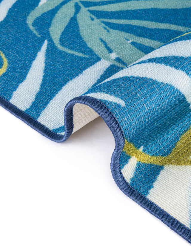 Blue 2' x 8' Jill Zarin Caribbean Outdoor Runner Area Rug Weather Resistant for Patio, Deck, Terrace, Balcony, Porch 100% Premium Nylon Pile Coastal Carpet for Sale at Rug Engine